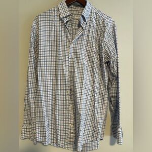 Peter Millar Plaid Button-Down Shirt – Red, Blue & White (Size M)